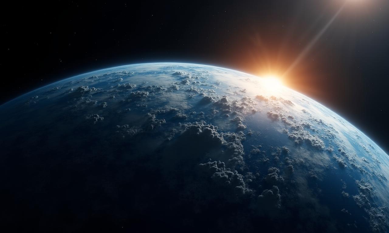 Global atmospheric weather patterns viewed from satellite